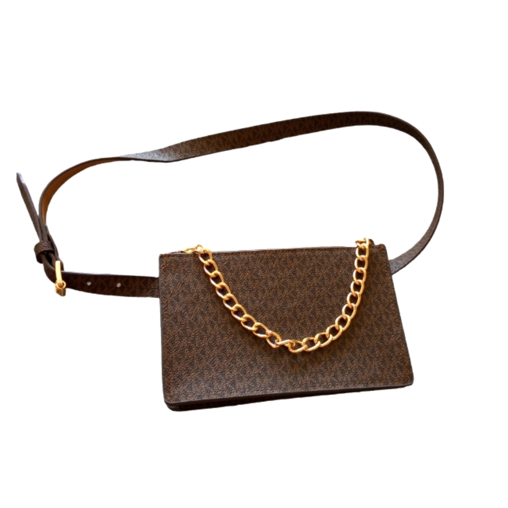 Michael Kors Brown MK Signature Fanny Pack Belt/Bag, Zip Top Closure